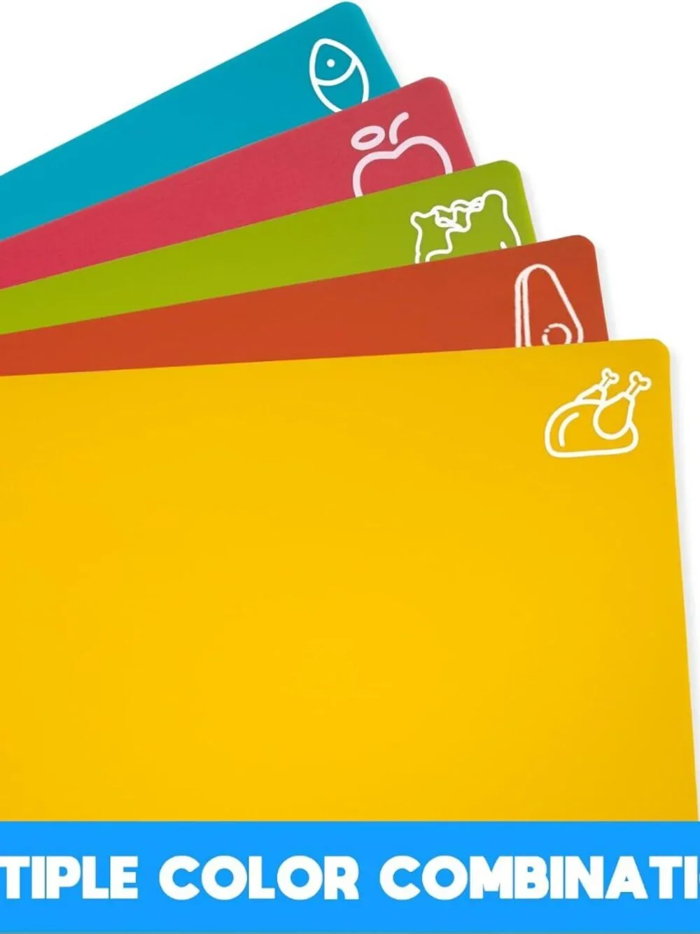 Goodluck 5 Pieces Flexible Cutting Boards, BPA Free Plastic Cutting Boards